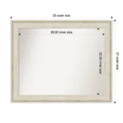 33" X 27" Non-Beveled Regal Birch Cream Bathroom Wall Mirror - Amanti Art: Rectangle, Polystyrene Frame, Wall Mounted -Amanti Art GUEST 2f2da8c1 291e 490b b2db bb45e3aec90d