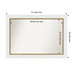 Amanti Art 41" X 29" Non-Beveled Eva Bathroom Wall Mirror White : Gold Frame, Vanity Accessory -Amanti Art GUEST 2f3513b0 102d 4639 b21d d952eb6246b3
