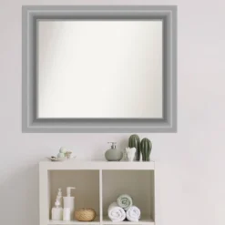34" X 28" Non-Beveled Peak Polished Nickel Bathroom Wall Mirror - Amanti Art -Amanti Art GUEST 2fc1b2bf faec 4032 8dc7 0771046adabe