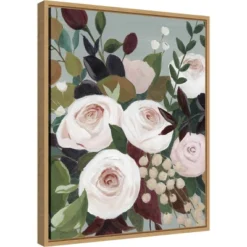 16" X 20" Bohemian Blooms I By Grace Popp Framed Canvas Wall Art - Amanti Art