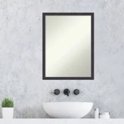 20" X 26" Non-Beveled Scoop Wood Bathroom Wall Mirror Dark Bronze - Amanti Art -Amanti Art GUEST 308abc5e cf6e 406f b101 be9d215c8d62