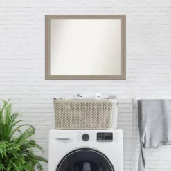 31" X 25" Non-Beveled Curve Wood Bathroom Wall Mirror Gray Wash - Amanti Art 17 31" X 25" Non-Beveled Curve Wood Bathroom Wall Mirror Gray Wash - Amanti Art -Amanti Art GUEST 3149139f 885e 4a0c 8111 b51dfe33d2e5