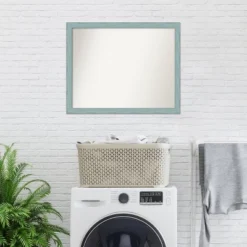 30" X 24" Non-Beveled Sky Blue Rustic Wood Bathroom Wall Mirror - Amanti Art -Amanti Art GUEST 3246bb35 f030 46d5 a112 b11168a90fdc