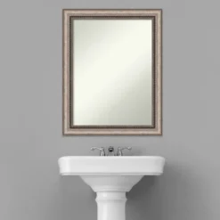 22" X 28" Non-Beveled Lyla Ornate Bathroom Wall Mirror Silver - Amanti Art -Amanti Art GUEST 32eeada5 e64c 45ee bbe0 a8a114c16f6d
