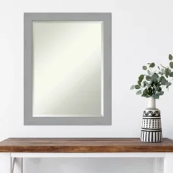 22" X 28" Brushed Nickel Framed Wall Mirror Silver - Amanti Art: Modern Rectangle Beveled, No Assembly Required -Amanti Art GUEST 33216c47 19cb 4226 abcc 85202329d2af