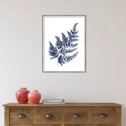 19" X 25" Botanical Fern Indigo By Sara Berrenson Wood Framed Wall Art Print - Amanti Art -Amanti Art GUEST 33a58e28 44a6 48f0 bbe6 5e28ab1779e4