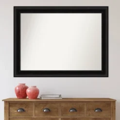 44" X 33" Non-Beveled Parlor Black Wall Mirror - Amanti Art: Modern Rectangle, Polystyrene Frame, Includes Mounting Hardware -Amanti Art GUEST 33f4d4d1 8a55 4648 ade0 74813edb5b8d
