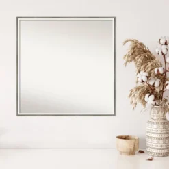 27" X 27" Non-Beveled Lucie Silver White Wood Wall Mirror - Amanti Art -Amanti Art GUEST 347355dc 0a86 45e1 a2ff f1de6c960e8a