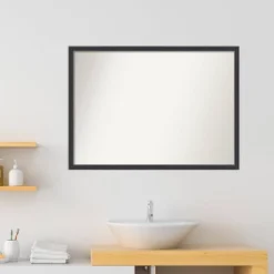 40"x29" Non-Beveled Wood Bathroom Wall Mirror Black - Amanti Art: Modern Rectangle, Wall Mount, Includes Hardware -Amanti Art GUEST 34baf62f f74b 464f 908d d7b6c507bb83