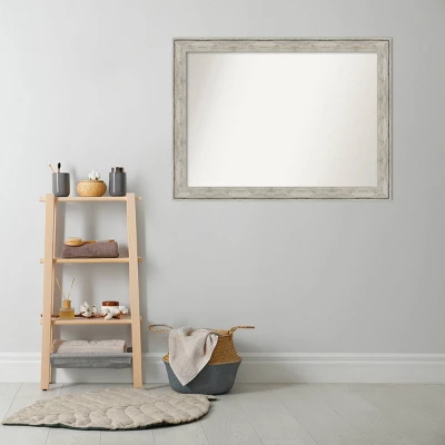 43" X 32" Non-Beveled Crackled Bathroom Wall Mirror Metallic Silver - Amanti Art 8 43" X 32" Non-Beveled Crackled Bathroom Wall Mirror Metallic Silver - Amanti Art - Image 6