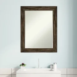 Amanti Art Fencepost Narrow Petite Bevel Wood Bathroom Wall Mirror -Amanti Art GUEST 352b64d0 29fa 4838 adc8 41bf72b21b22
