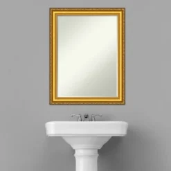 Amanti Art Colonial Embossed Gold Petite Bevel Wood Bathroom Wall Mirror 27.5 X 21.5 In. -Amanti Art GUEST 3543b3f5 0d05 4616 85bd 3285d023f4c7