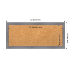 32"x14" Edwin Wood Frame Natural Cork Board Gray - Amanti Art -Amanti Art GUEST 35c9ab7c cc17 4511 9135 4e1e5c08c5cd