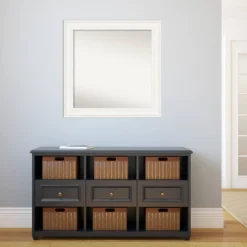 32" X 32" Non-Beveled Ridge White Wall Mirror - Amanti Art -Amanti Art GUEST 37d5d8b0 5c5b 45a7 b315 7a4f57915efd