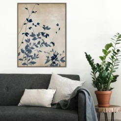 22" X 30" Indigo Leaves II By Isabelle Z Framed Canvas Wall Art Gray Wash - Amanti Art -Amanti Art GUEST 38886de4 e86a 4df8 8ed9 90b30b2d4a83