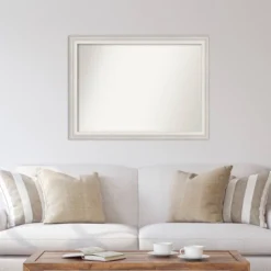 43" X 32" Non-Beveled Trio White Wash Silver Wall Mirror - Amanti Art -Amanti Art GUEST 38d6cfda f4b2 40ae b1b4 5ebbc71b2ffb