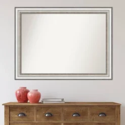 43" X 32" Non-Beveled Salon Silver Bathroom Wall Mirror - Amanti Art -Amanti Art GUEST 38ef3836 caef 4072 b19d a1a328f522f7