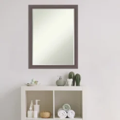 Amanti Art Urban Pewter Petite Bevel Bathroom Wall Mirror 26.5 X 20.5 In. -Amanti Art GUEST 392b7454 8f2f 469b 97ea 9095e72c5602