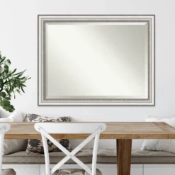 45" X 35" Salon Framed Bathroom Vanity Wall Mirror Silver - Amanti Art -Amanti Art GUEST 395956a7 9c5c 44be 83ec 3290bdbc1975