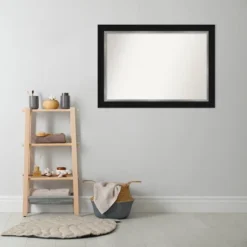42" X 30" Non-Beveled Eva Bathroom Wall Mirror Black - Amanti Art -Amanti Art GUEST 39608c28 4f8c 47b7 87bf 378733433845