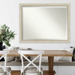 44" X 34" Beveled Parthenon Cream Wood Wall Mirror - Amanti Art -Amanti Art GUEST 3a425b09 6045 48f0 82e9 0b6cc76ee293
