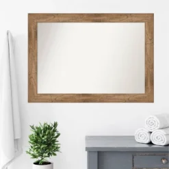 42" X 30" Non-Beveled Owl Wood Bathroom Wall Mirror Brown - Amanti Art -Amanti Art GUEST 3a6c738b cc1c 4ef5 908a e576a23ca0d4