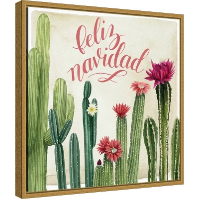 16" X 16" Christmas Cactus I Feliz Navidad By Grace Popp Framed Canvas Wall Art - Amanti Art 3 16" X 16" Christmas Cactus I Feliz Navidad By Grace Popp Framed Canvas Wall Art - Amanti Art