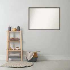 40" X 29" Non-Beveled Svelte Clay Gray Wood Bathroom Wall Mirror - Amanti Art -Amanti Art GUEST 3bf809a2 b66a 4b48 8aab 83f42f6197af