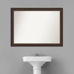 43" X 32" Non-Beveled Lara Wood Bathroom Wall Mirror Bronze - Amanti Art -Amanti Art GUEST 3c6ffc0a 9046 4647 ad13 e6dd6c6b0595