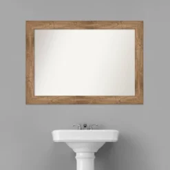 42" X 30" Non-Beveled Owl Wood Bathroom Wall Mirror Brown - Amanti Art -Amanti Art GUEST 3e214301 9d7e 48ac 801f 41d05b02f80c
