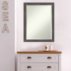 21" X 27" Beveled Woodridge Rustic Gray Wood Wall Mirror - Amanti Art -Amanti Art GUEST 3e5625a9 9df7 4c6f b251 ac435a747ac2