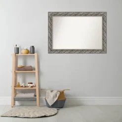 42" X 30" Non-Beveled Silver Luxor Wood Bathroom Wall Mirror - Amanti Art -Amanti Art GUEST 3ede9829 ae7f 416c 8f6d d7974e6f68c9