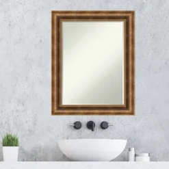 Amanti Art Manhattan Bronze Petite Bevel Wood Bathroom Wall Mirror 29.5 X 23.5 In. -Amanti Art GUEST 3f03466e 1691 4c6c bbde 020a2ac3ebc3