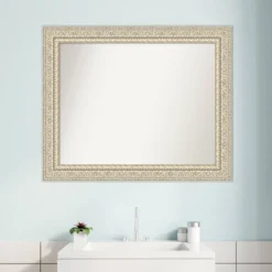 34" X 28" Non-Beveled Fair Baroque Wood Bathroom Wall Mirror Cream - Amanti Art -Amanti Art GUEST 3f4d3d05 e35d 4d06 afcc 3a42592ad6f5