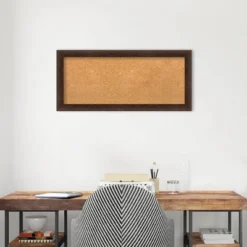 Amanti Art 33"x15" Narrow Wood Frame Natural Cork Board Warm Walnut : Bulletin Board For Office, Wall Mounted Presentation Board -Amanti Art GUEST 3f8c1180 38c9 4f99 8a82 b0aa8456753b