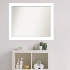 32" X 26" Non-Beveled Wedge White Bathroom Wall Mirror - Amanti Art -Amanti Art GUEST 3fab714a 78ea 4068 8c9c 44f691039dc0