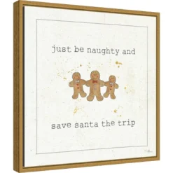 16" X 16" Christmas Cuties VII Gingerbread By Pela Studio Framed Canvas Wall Art - Amanti Art