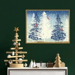 24" X 18" Snow Christmas Trees By PI Studio Framed Canvas Wall Art - Amanti Art -Amanti Art GUEST 40184955 06f7 4b83 ac06 bbbab01c0259