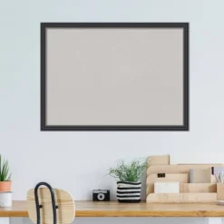 30"x22" Stylish Wood Frame Cork Board Black - Amanti Art -Amanti Art GUEST 4028e679 d4e7 4193 8f46 f0daaaeab22f