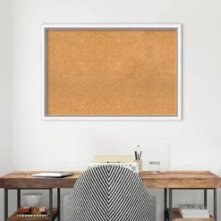 38"x26" Morgan Wood Frame Natural Cork Board White/Blue - Amanti Art: Bulletin Board For Office, Wall Mounted -Amanti Art GUEST 406adc46 092c 48fe bcd5 d9fc5810ad56