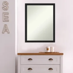20" X 26" Non-Beveled Grace Brushed Metallic Black Narrow Wall Mirror - Amanti Art -Amanti Art GUEST 4144aac0 570d 4ab4 8917 dfc6e4ce56e6