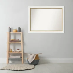 43" X 32" Non-Beveled Eva Bathroom Wall Mirror White - Amanti Art: Modern Rectangle, Wall Mount, Includes Hardware -Amanti Art GUEST 41719755 b846 4142 92f4 fb28041b6337