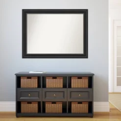 44" X 33" Non-Beveled Ridge Black Bathroom Wall Mirror - Amanti Art -Amanti Art GUEST 41a351f8 7b26 4e4e a12b 643d2550ba31