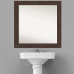 31" X 31" Non-Beveled Wildwood Brown Bathroom Wall Mirror - Amanti Art -Amanti Art GUEST 421fc75b e627 4c83 a061 fc53bf3efd0c
