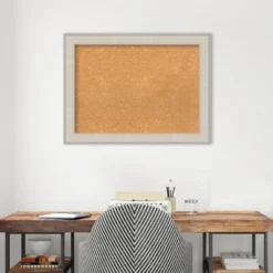32"x24" Cottage Wood Frame Natural Cork Board White/Silver - Amanti Art: Wall Mounted, Bulletin Display, Office Decor -Amanti Art GUEST 42c86d6e 1b5a 49f9 9c4b ed954a9199db