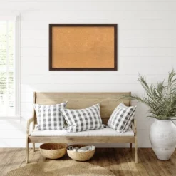 39"x27" Narrow Wood Frame Natural Cork Board Warm Walnut - Amanti Art: Wall Mounted, Bulletin Display -Amanti Art GUEST 43ac4bf3 60b1 4d73 bc58 fffcda51fa22