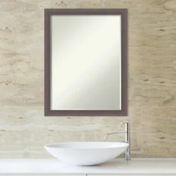 Amanti Art Urban Pewter Petite Bevel Bathroom Wall Mirror 26.5 X 20.5 In. -Amanti Art GUEST 43b2f4d2 af14 4f1f 9e41 b1ec72fd86e0
