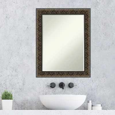 Amanti Art Intaglio Embossed Black Petite Bevel Wood Bathroom Wall Mirror 28.5 X 22.5 In. 8 Amanti Art Intaglio Embossed Black Petite Bevel Wood Bathroom Wall Mirror 28.5 X 22.5 In. - Image 6