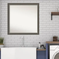 29" X 29" Non-Beveled Domus Wood Bathroom Wall Mirror Dark Silver - Amanti Art -Amanti Art GUEST 446d056a 0030 4122 b3ca 659428c495a7