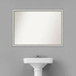 41" X 30" Non-Beveled Salon Silver Narrow Bathroom Wall Mirror - Amanti Art -Amanti Art GUEST 448bef82 4e5a 4bc0 ac12 3615320866d7